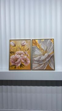 Gold Essence | El İşçiliği Dokulu Tablo Seti 50x70