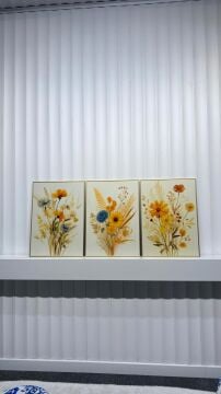 Dijital Baskılı Metal Çerçeveli Camlı Üçlü Dekoratif Tablo - Velora