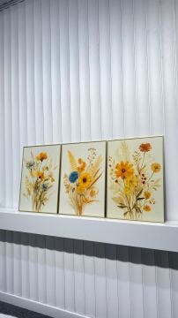 Dijital Baskılı Metal Çerçeveli Camlı Üçlü Dekoratif Tablo - Velora