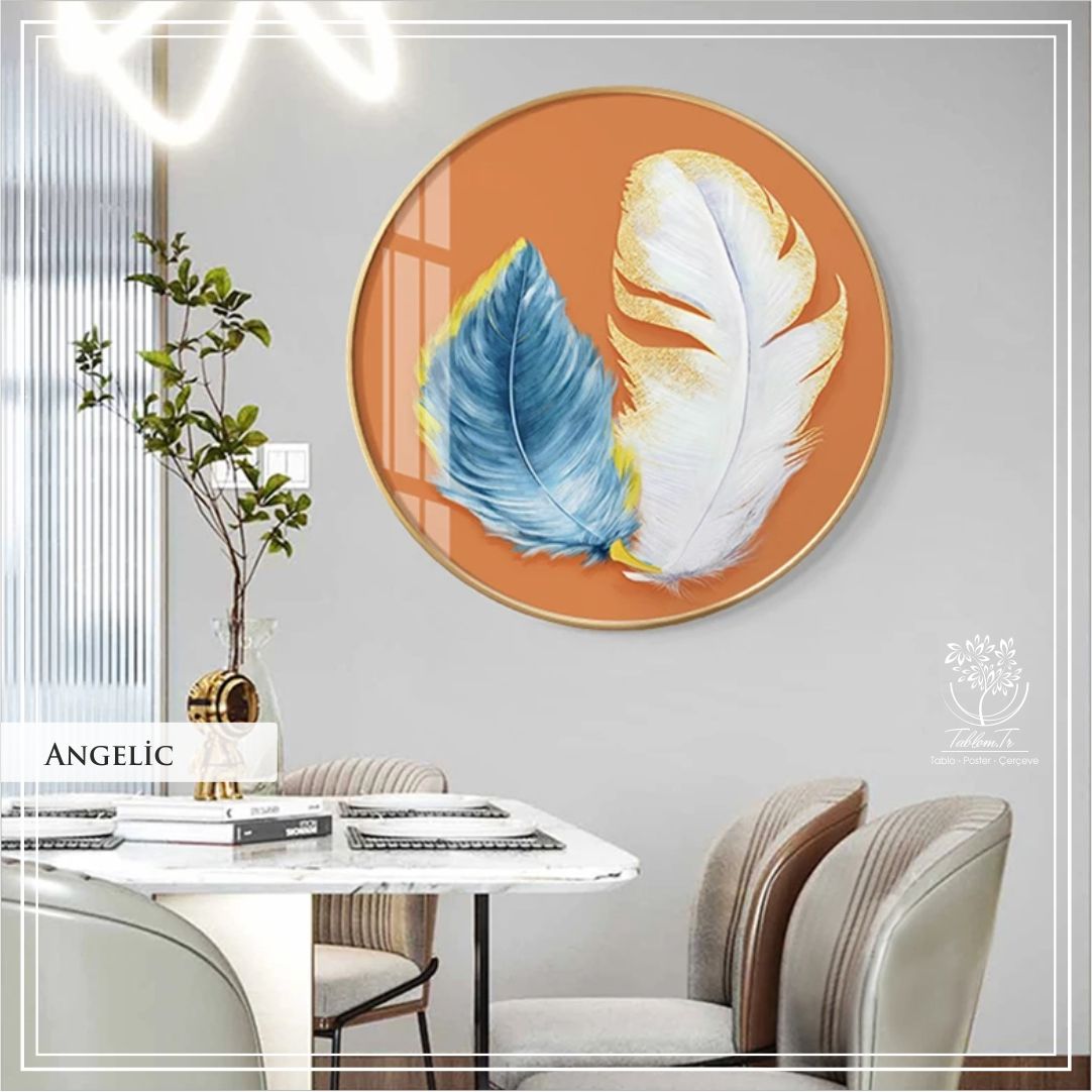 Angelic1 Yuvarlak Çerçeveli Camlı Tablo