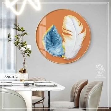 Angelic1 Yuvarlak Çerçeveli Camlı Tablo