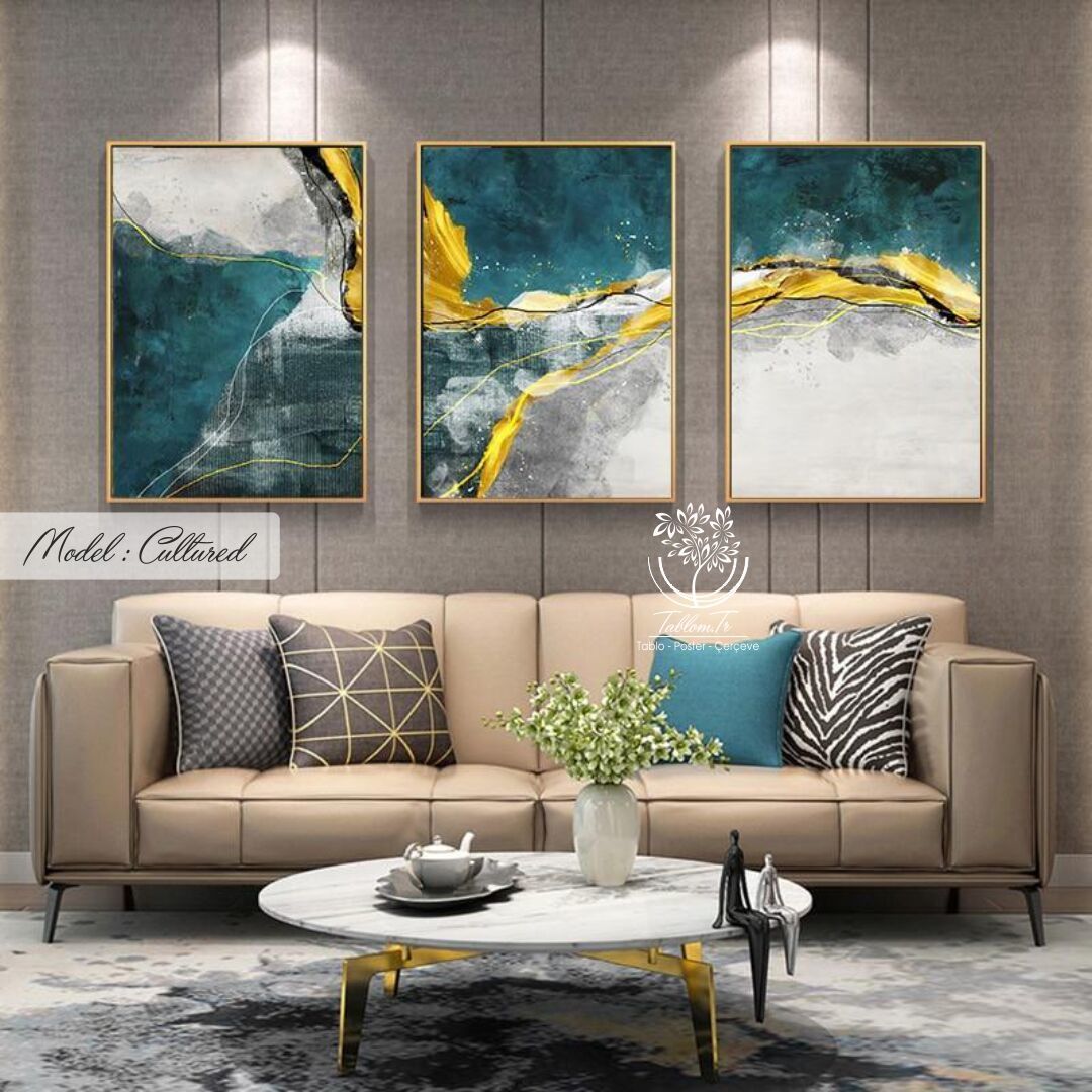 Cultured Üçlü Tablo Beyaz - 50x70 CM