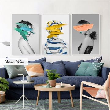 Suiza Üçlü Tablo Gold - 70x100 CM