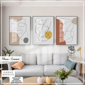 Current Üçlü Tablo Gold - 40x50 CM