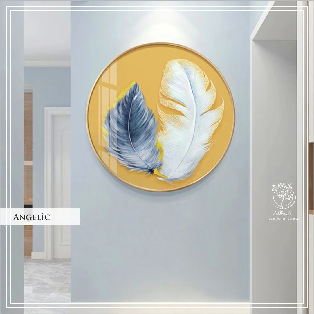 Angelic2 Yuvarlak Çerçeveli Camlı Tablo