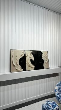 Dijital Baskılı Metal Çerçeveli Camlı Üçlü Dekoratif Tablo - Gecenin Akışı