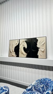 Dijital Baskılı Metal Çerçeveli Camlı Üçlü Dekoratif Tablo - Gecenin Akışı