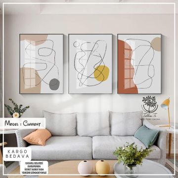 Current Üçlü Tablo Siyah - 50x70 CM