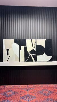 Dijital Baskılı Metal Çerçeveli Camlı Üçlü Dekoratif Tablo - Soyut Denge