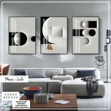 Lucia Üçlü Tablo Gümüş - 40x50 CM