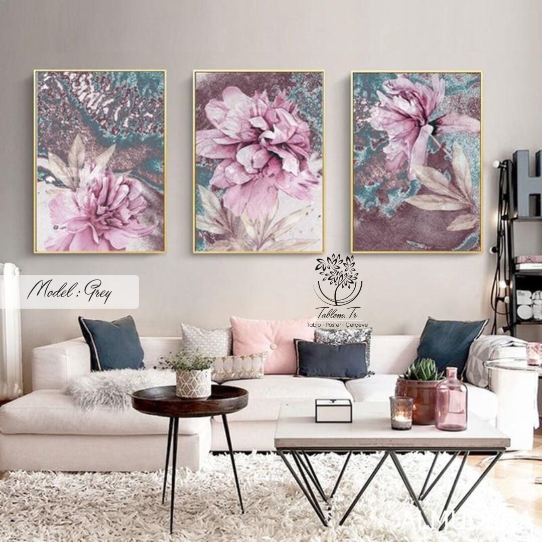 Grey Üçlü Tablo Siyah - 70x100 CM