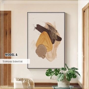Dijital Baskılı Metal Çerçeceli Camlı Tekli Tablo - Toprak Esintisi Model A