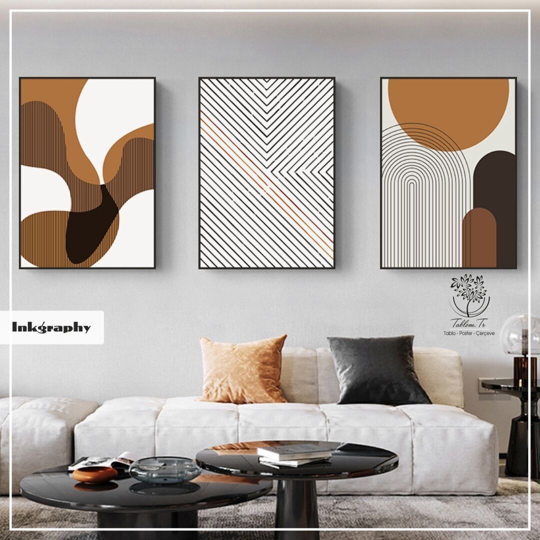 Inkgraphy2 Üçlü Set Tablo Beyaz - 40x50 CM