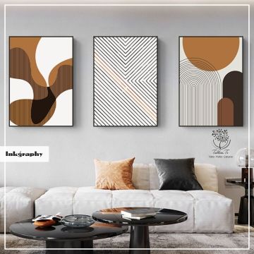 Inkgraphy2 Üçlü Set Tablo Gümüş - 50x70 CM