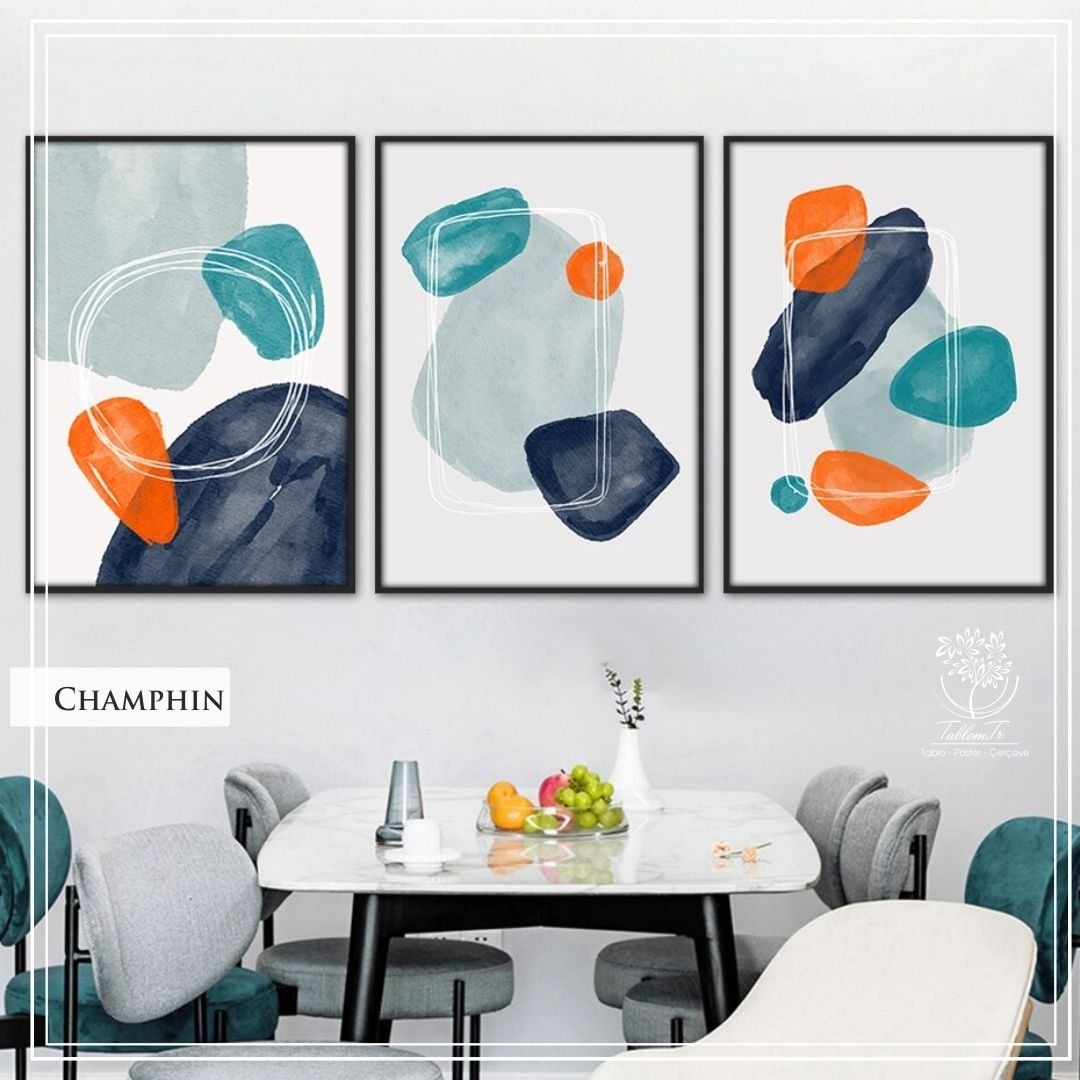 Champhin Üçlü Set Tablo Gümüş - 21x30 CM