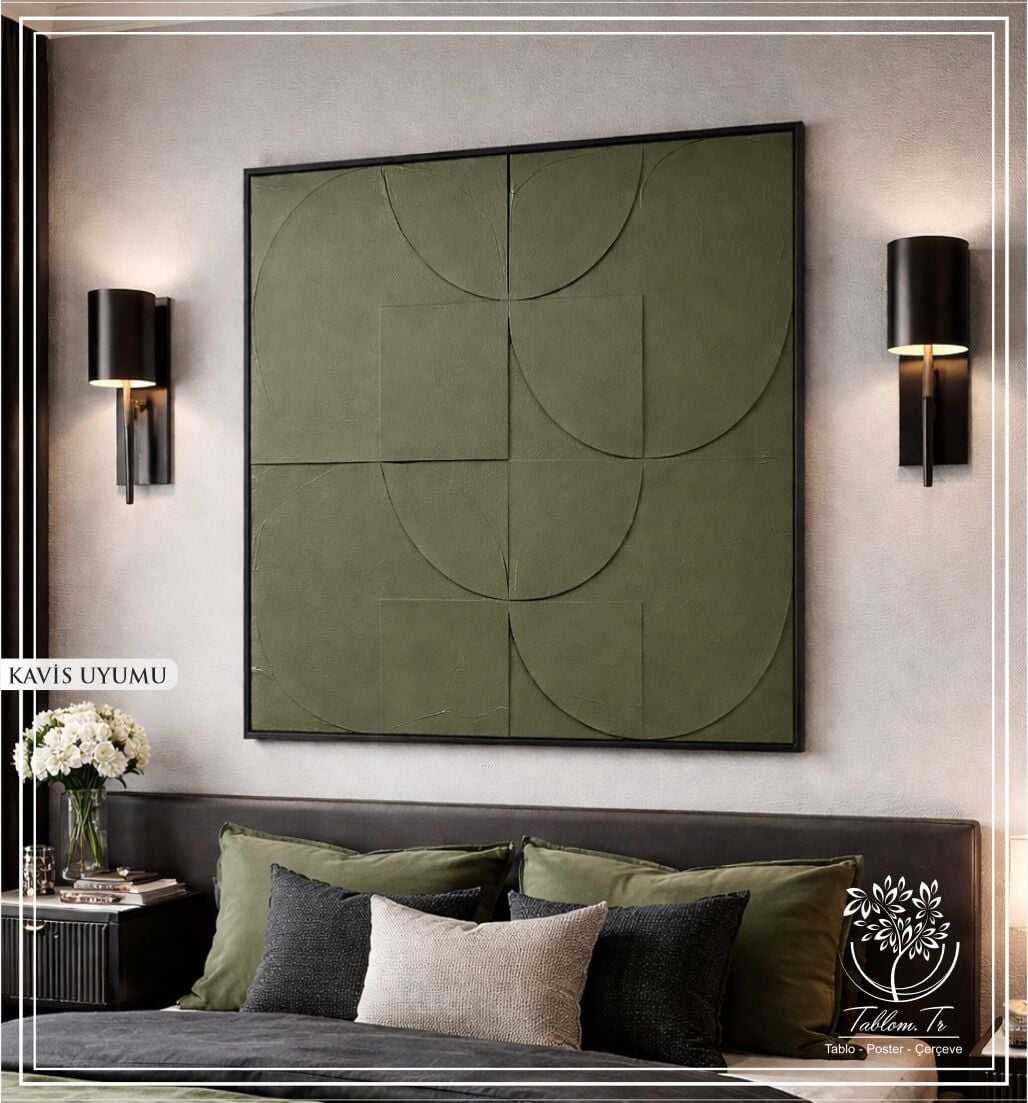Metal Çerçeveli 3 Boyutlu Dokulu Tekli Tablo - Kavis Uyumu