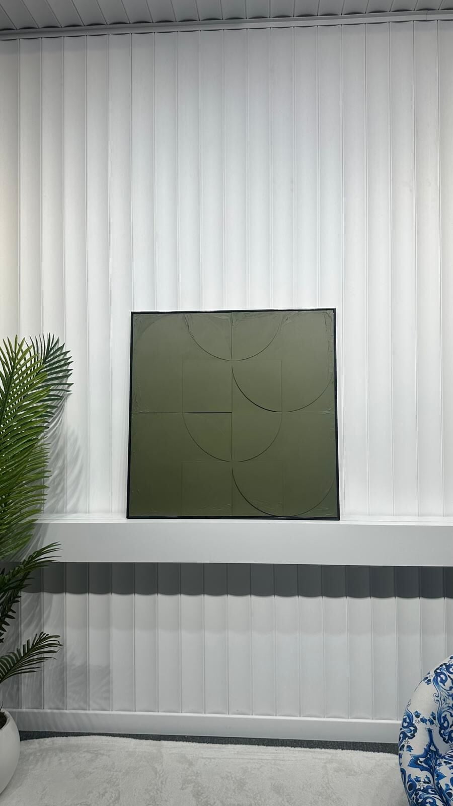 Metal Çerçeveli 3 Boyutlu Dokulu Tekli Tablo - Kavis Uyumu