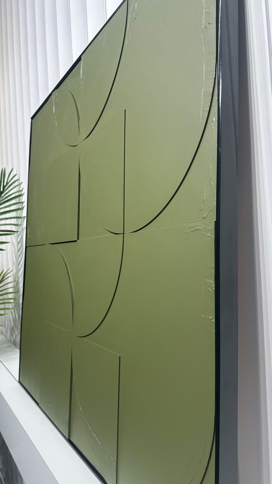 Metal Çerçeveli 3 Boyutlu Dokulu Tekli Tablo - Kavis Uyumu