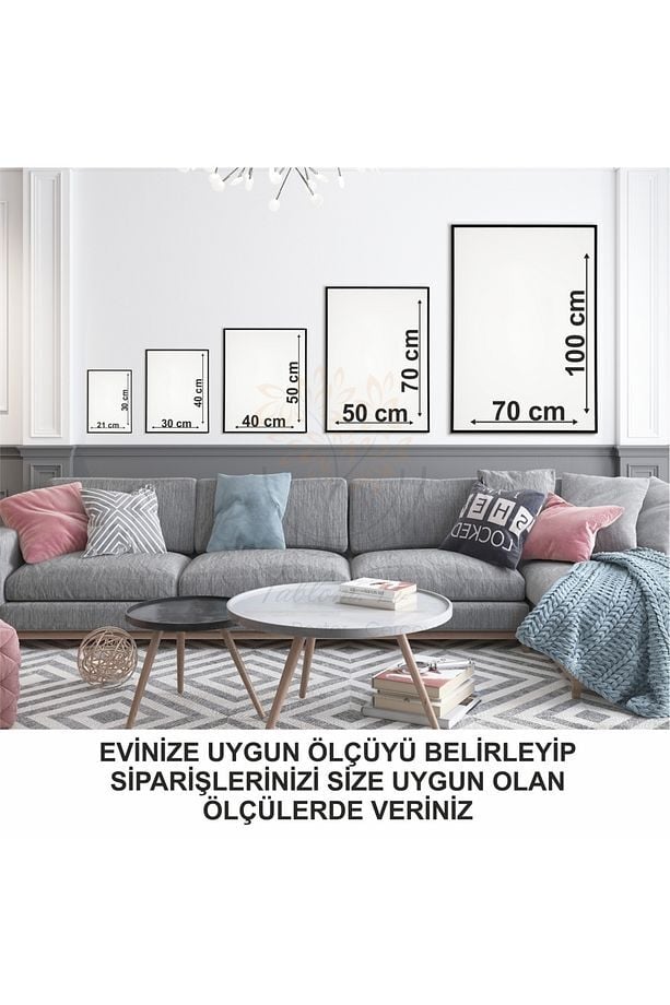 Dijital Baskılı Metal Çerçeveli Camlı İkili Dekoratif Tablo - Minimal Botanik