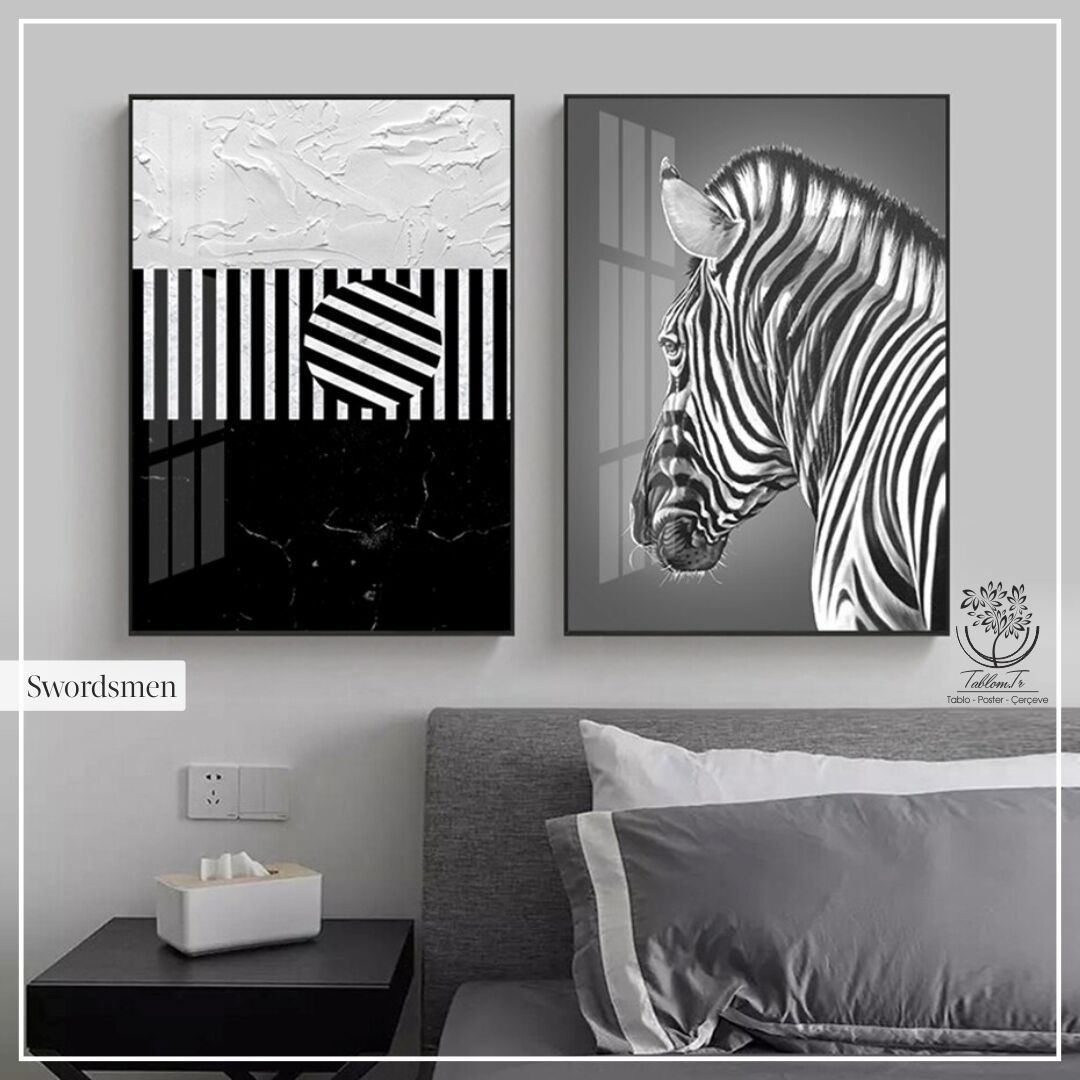 Swordsmen İkili Tablo Gümüş - 40x50 CM