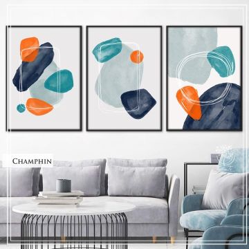 Champhin Üçlü Set Tablo Gold - 50x70 CM