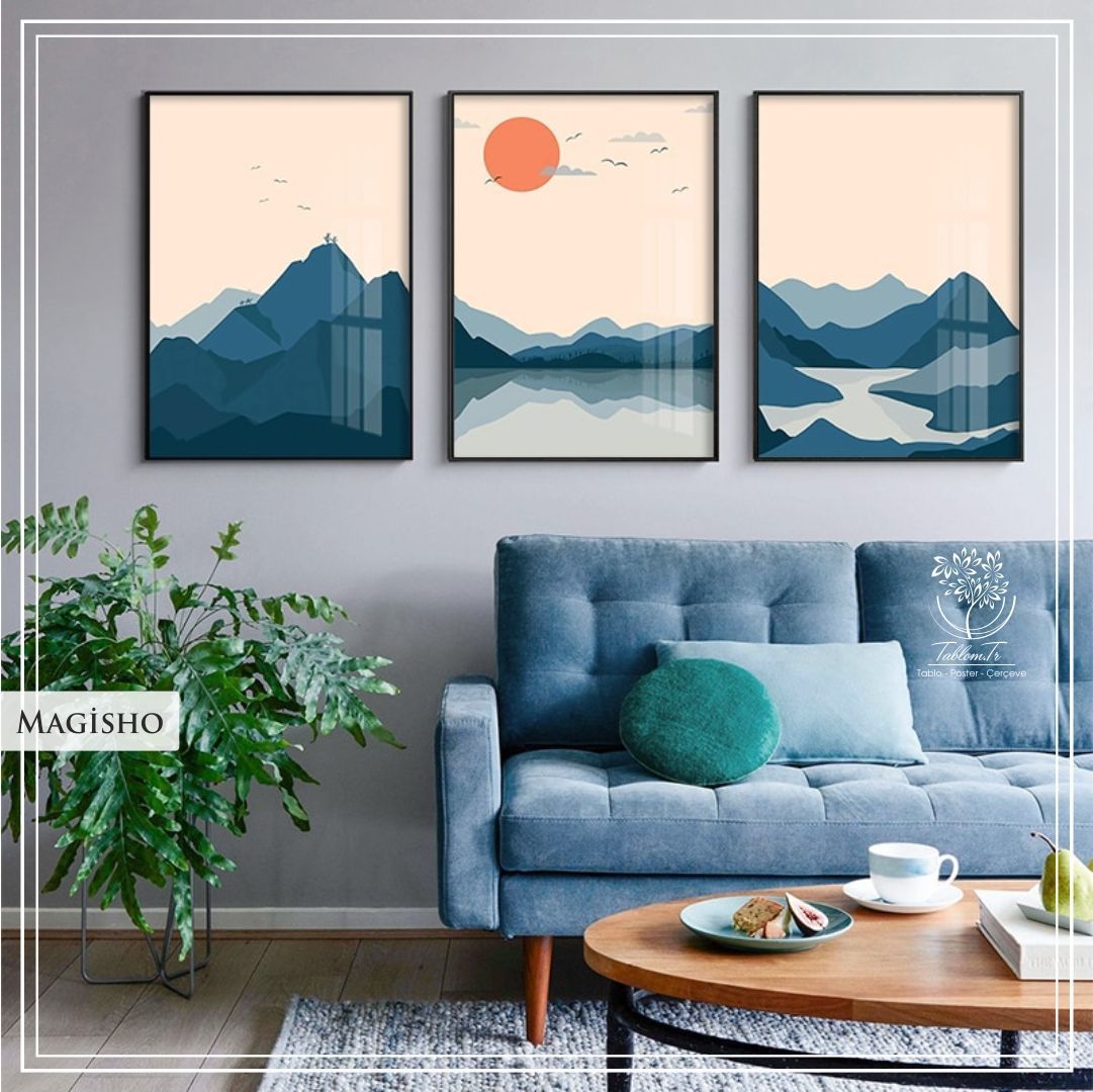 Magisho Üçlü Set Tablo Gümüş - 40x50 CM