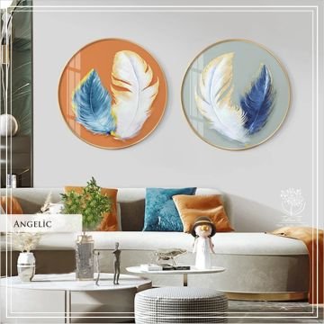 Angelic2 İkili Yuvarlak Çerçeveli Camlı Tablo