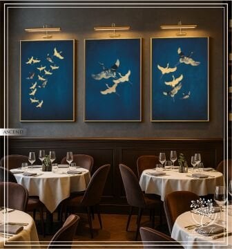 Dijital Baskılı Metal Çerçeveli Camlı Üçlü Dekoratif Tablo - Ascend