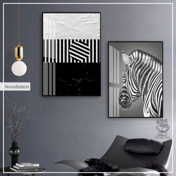 Swordsmen İkili Tablo Beyaz - 70x100 CM