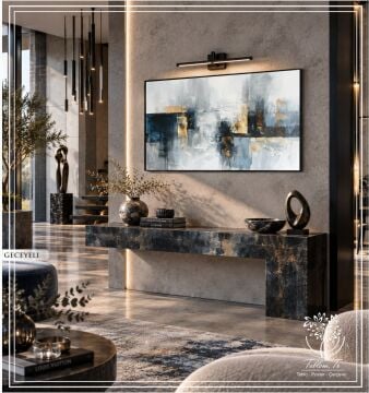 Dijital Baskılı Metal Çerçeveli Camlı Tekli Tablo - Geceyeli