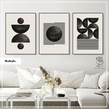 Baligle Üçlü Tablo Siyah - 21x30 CM