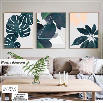 Darkflame Üçlü Tablo Siyah - 70x100 CM