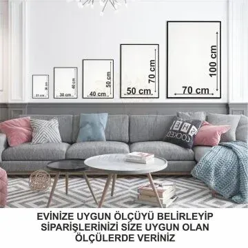 Dijital Baskılı Metal Çerçeveli Camlı Üçlü Dekoratif Tablo - Çizgi Bahar