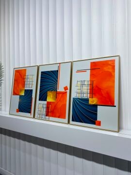 Scarlette Üçlü Tablo Gümüş - 70x100 CM