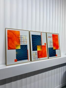 Scarlette Üçlü Tablo Gümüş - 70x100 CM