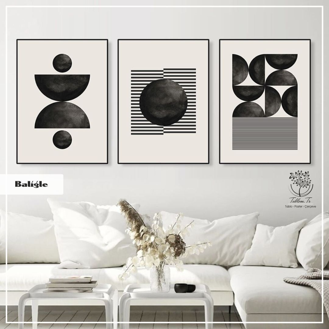 Baligle Üçlü Tablo Gümüş - 40x50 CM