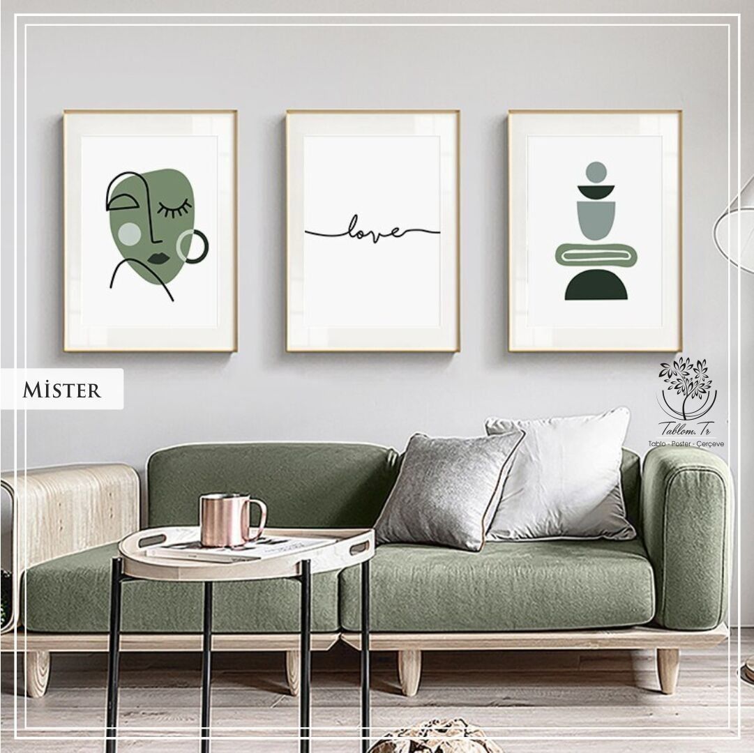 Mister Üçlü Set Tablo Siyah - 21x30 CM