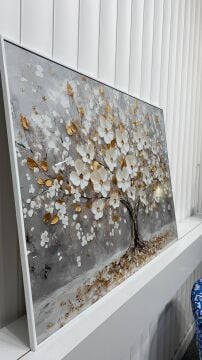 Dijital Baskılı Metal Çerçeveli Camlı Tekli Tablo - Yaşam Ağacı C