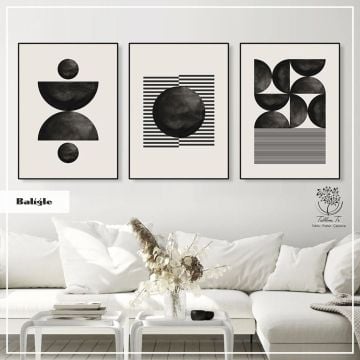 Baligle Üçlü Tablo Beyaz - 50x70 CM