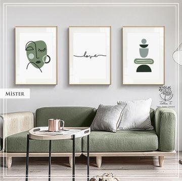 Mister Üçlü Set Tablo Siyah - 40x50 CM