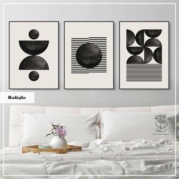 Baligle Üçlü Tablo Beyaz - 70x100 CM
