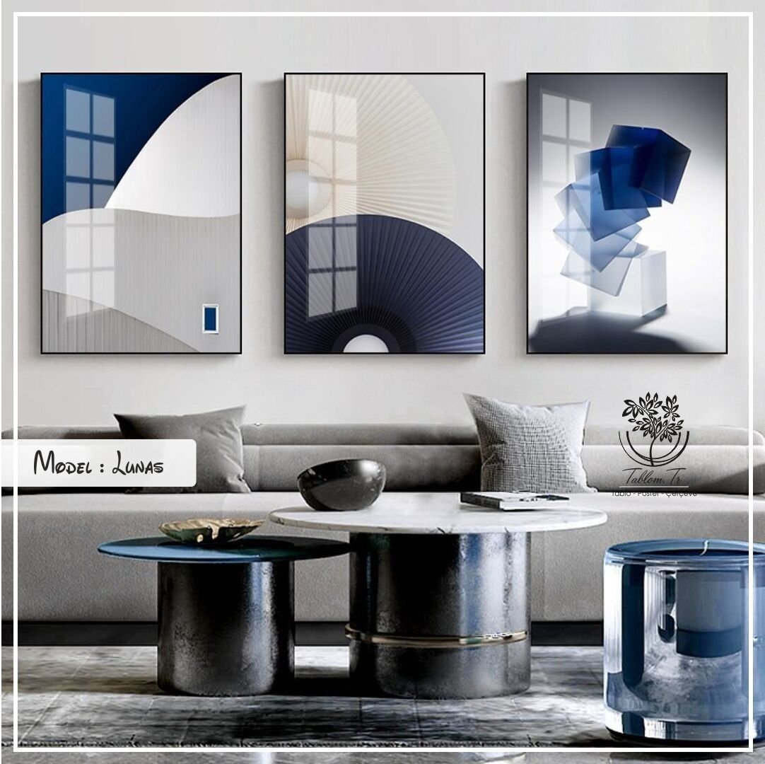 Lunas Üçlü Tablo Beyaz - 70x100 CM