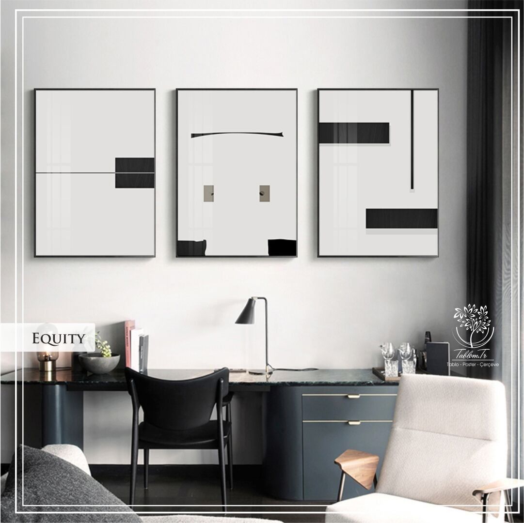 Equity Üçlü Set Tablo Gümüş - 70x100 CM