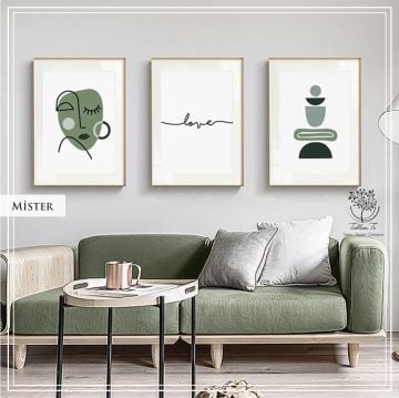 Mister Üçlü Set Tablo Beyaz - 70x100 CM