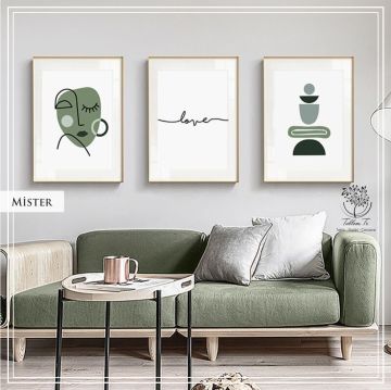 Mister Üçlü Set Tablo Siyah - 70x100 CM