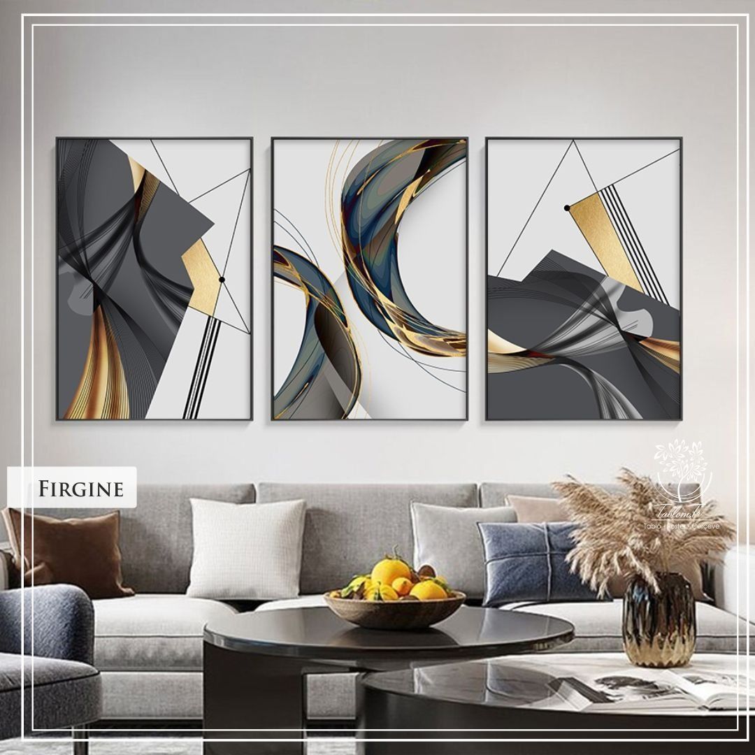 Firgine Üçlü Set Tablo Gümüş - 21x30 CM