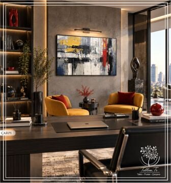Dijital Baskılı Metal Çerçeveli Camlı Tekli Tablo - Çarpı