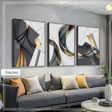 Firgine Üçlü Set Tablo Gold - 30x40 CM