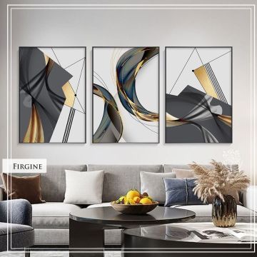 Firgine Üçlü Set Tablo Gümüş - 40x50 CM