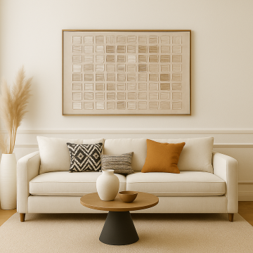 Dijital Baskılı Metal Çerçeveli Gercek Camlı Tekli Büyük Tablo - Dingin Kareler